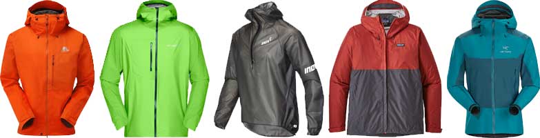 a range of styles of waterproof jackets